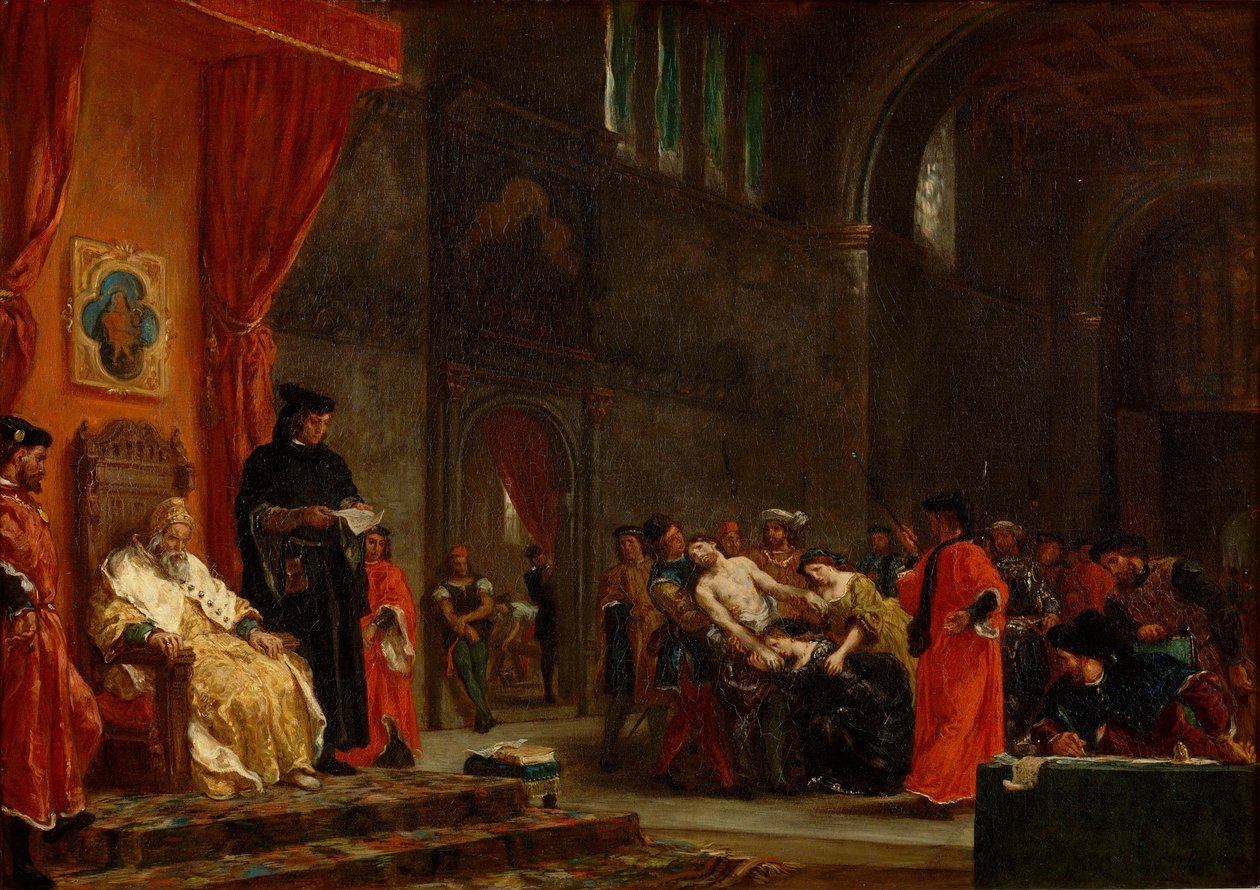 De två Foscari, 1855 av Ferdinand Victor Eugene Delacroix