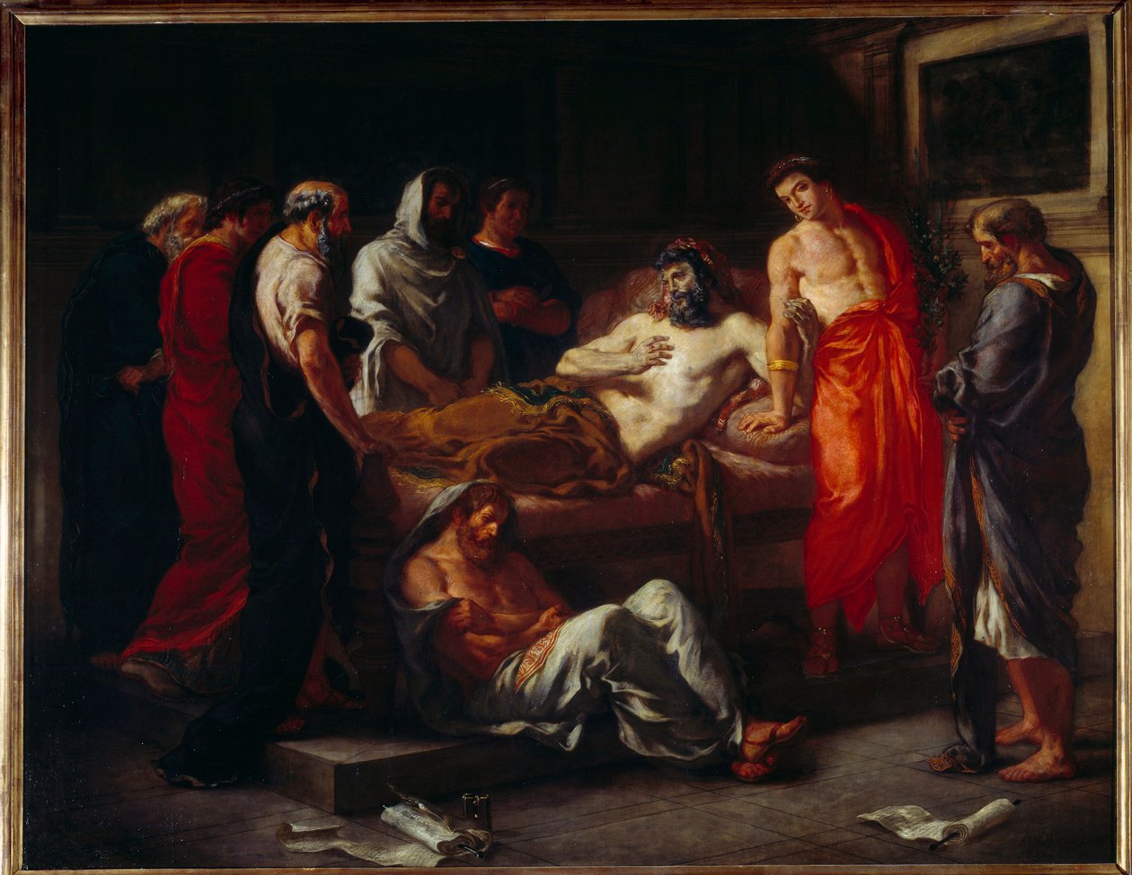 Marc Aureles död (121-180). Målning av Eugene Delacroix (1798-1863) av Ferdinand Victor Eugene Delacroix
