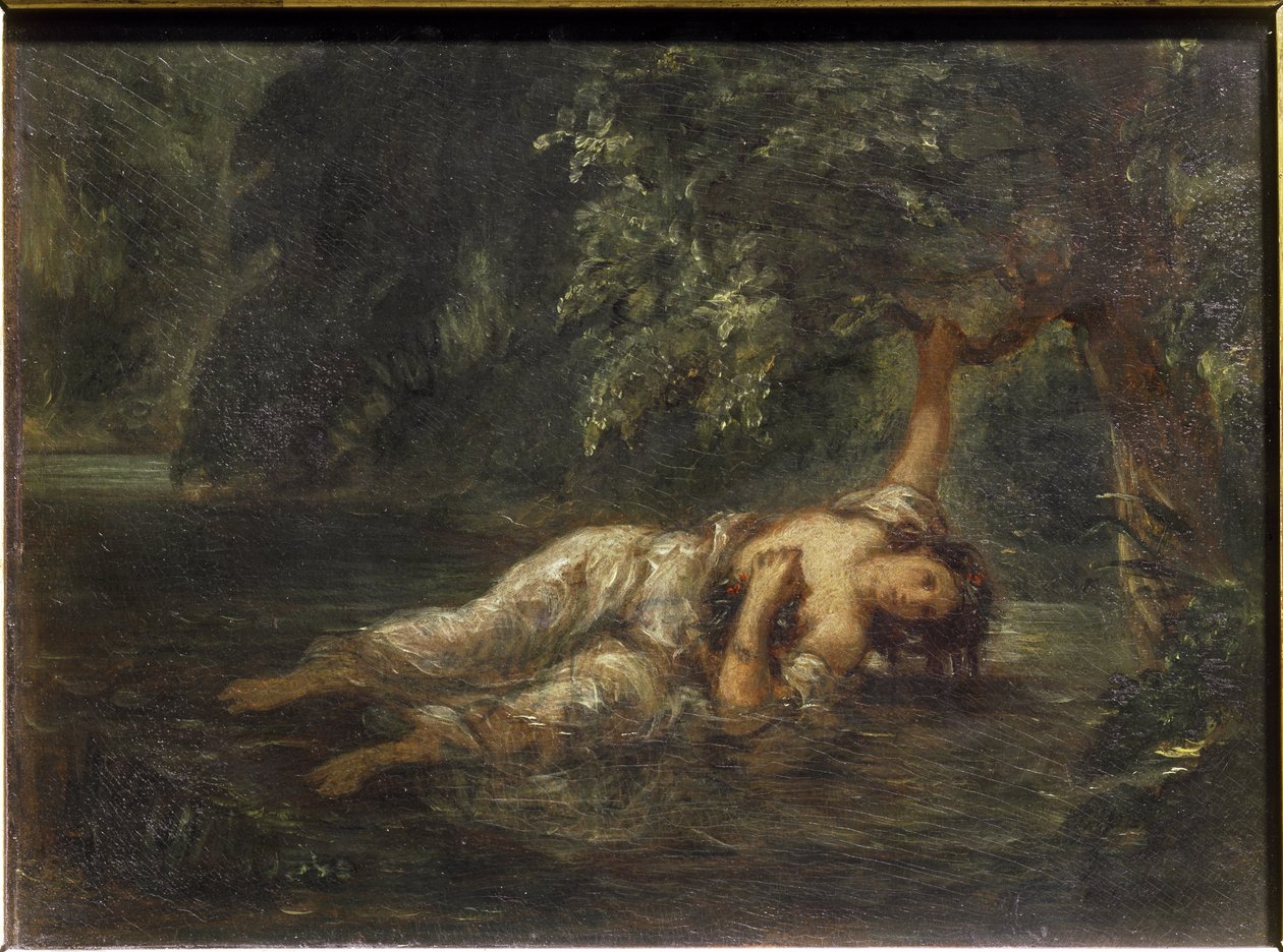The death of Ophelie - olja på duk av Ferdinand Victor Eugene Delacroix