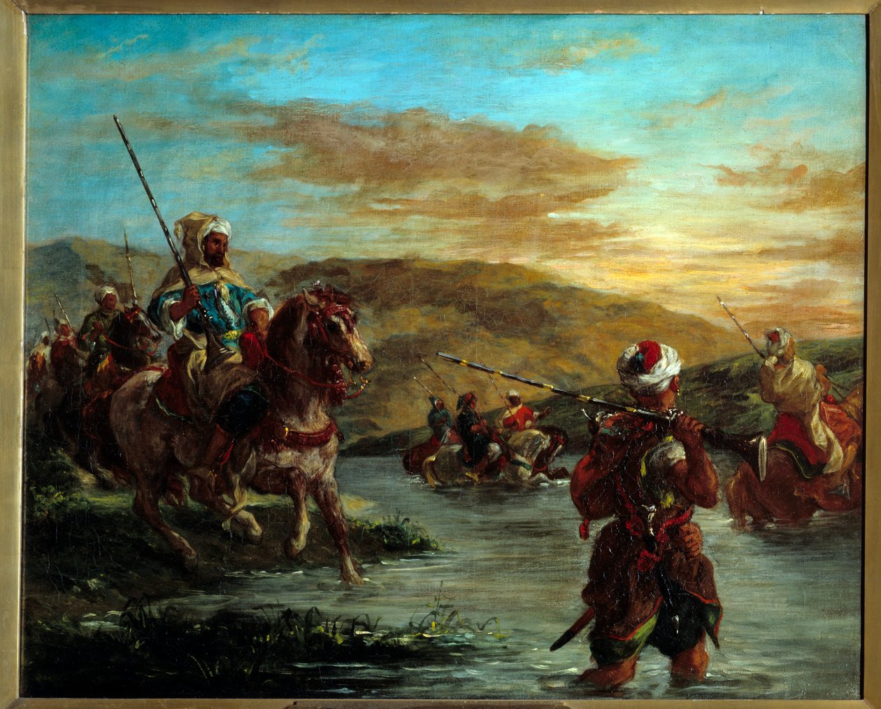 En gues passage i Marocko. Målning av Eugene Delacroix (1798-1863) av Ferdinand Victor Eugene Delacroix