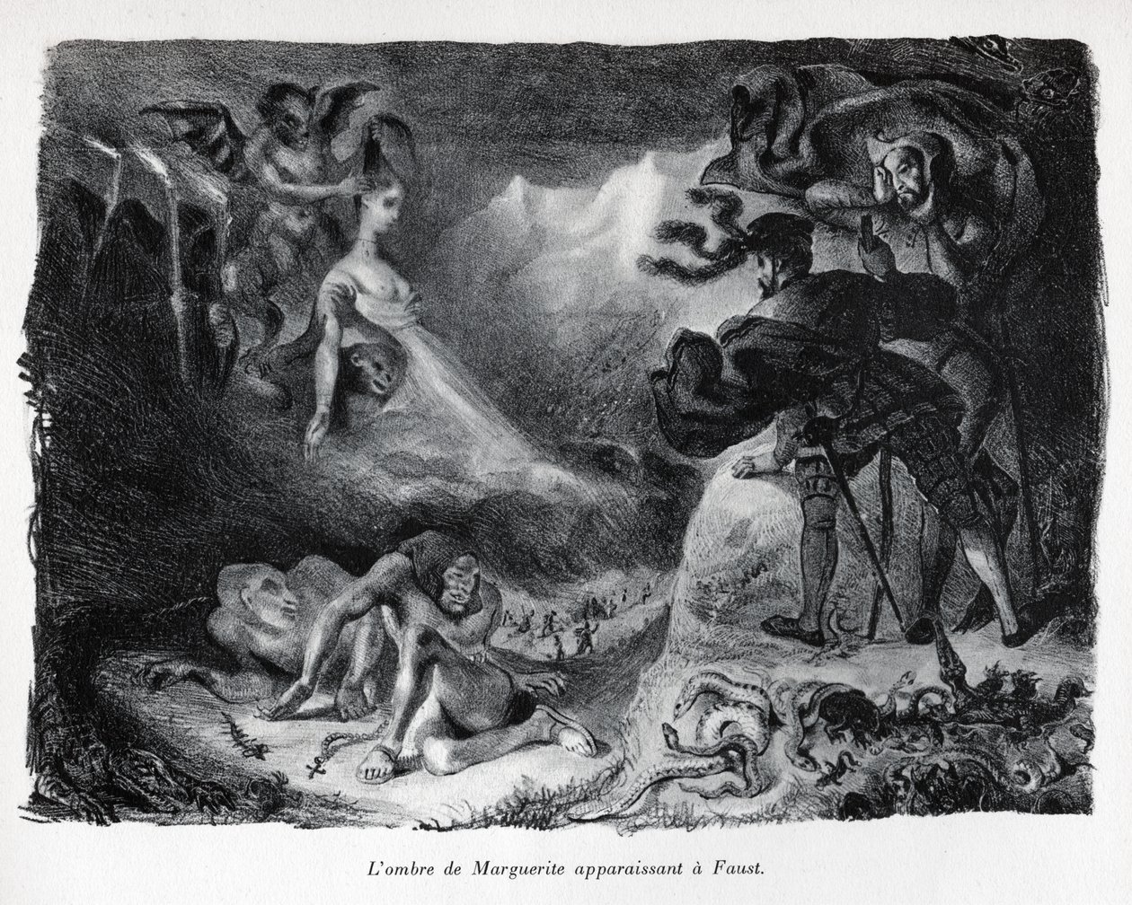 Gretschens skugga dyker upp på Faust av Ferdinand Victor Eugene Delacroix