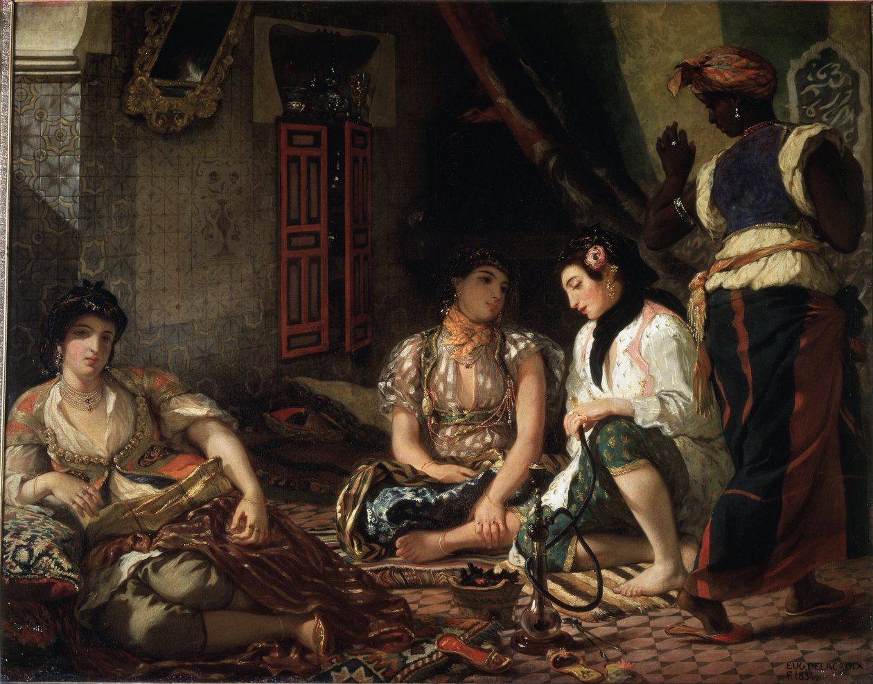 Kvinnorna i Alger i sin lägenhet av Ferdinand Victor Eugene Delacroix