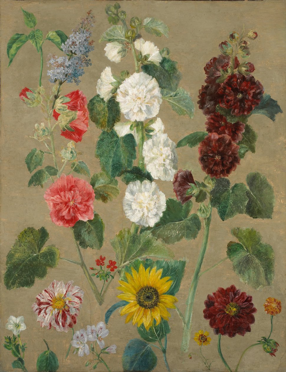Namnlös (Blommor) (olja ombord) av Ferdinand Victor Eugene Delacroix