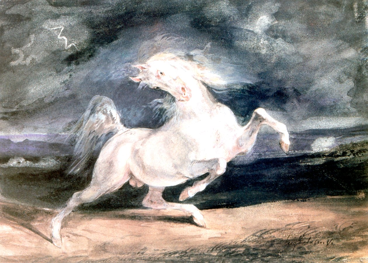 White Horse, 1800-talet av Ferdinand Victor Eugene Delacroix