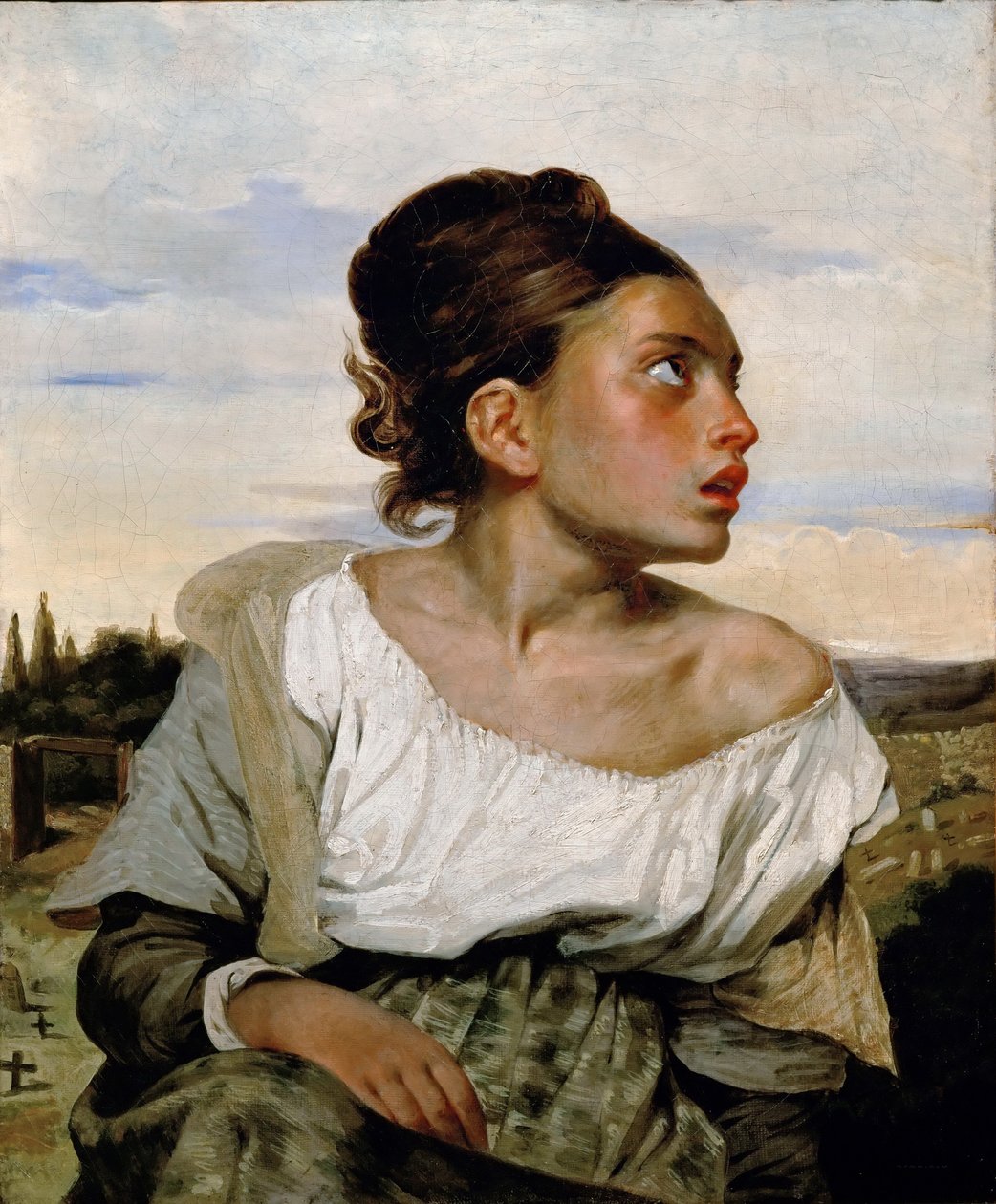 Ung föräldralös flicka på kyrkogården av Ferdinand Victor Eugene Delacroix