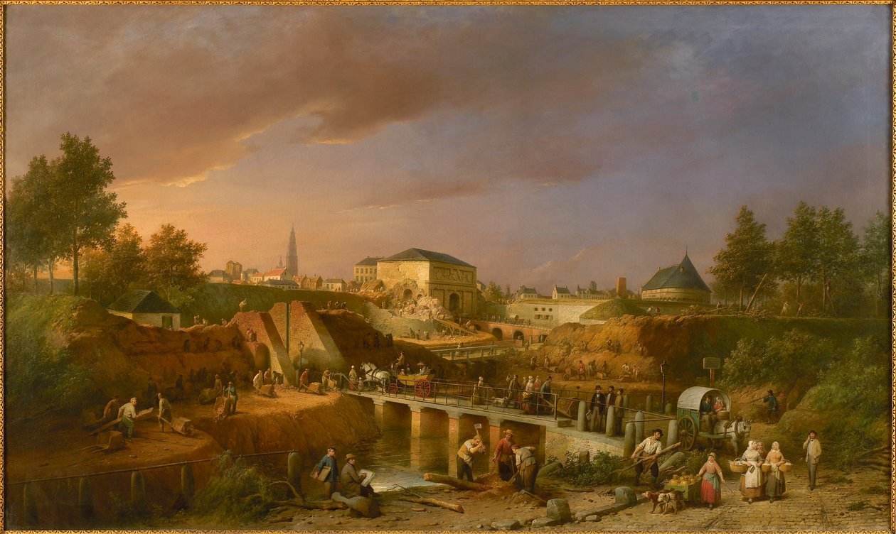 Rivning av Sint-Jorispoort The Gate of Saint George 1866, 1869. av Ferdinand de Braekeleer the Elder