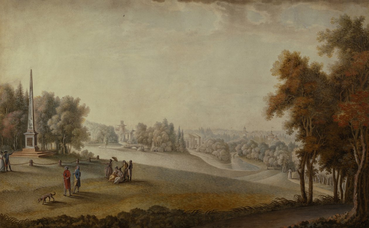 Utsikt över parken i Tsarskoye Selo, 1793 av Ferdinand de Meys
