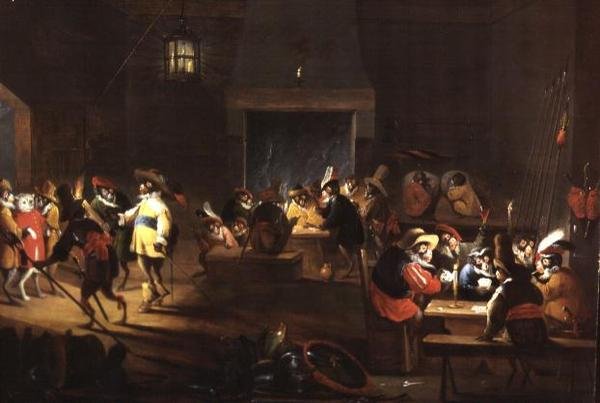 Apor i en kroginteriör av Ferdinand van Kessel