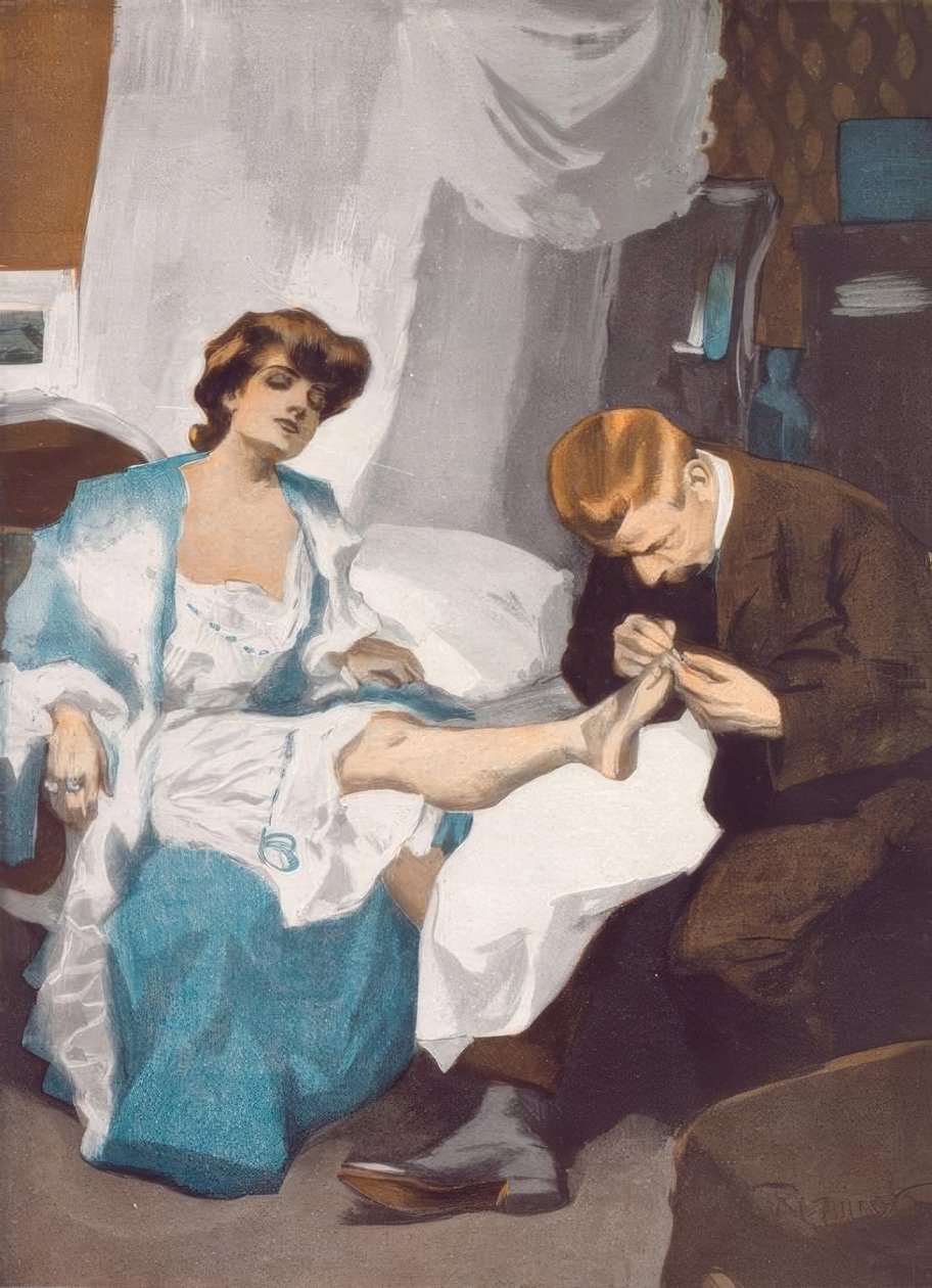 Pedikyr. / Snälla, bara bra, jag förlovar mig idag. av Ferdinand von Reznicek