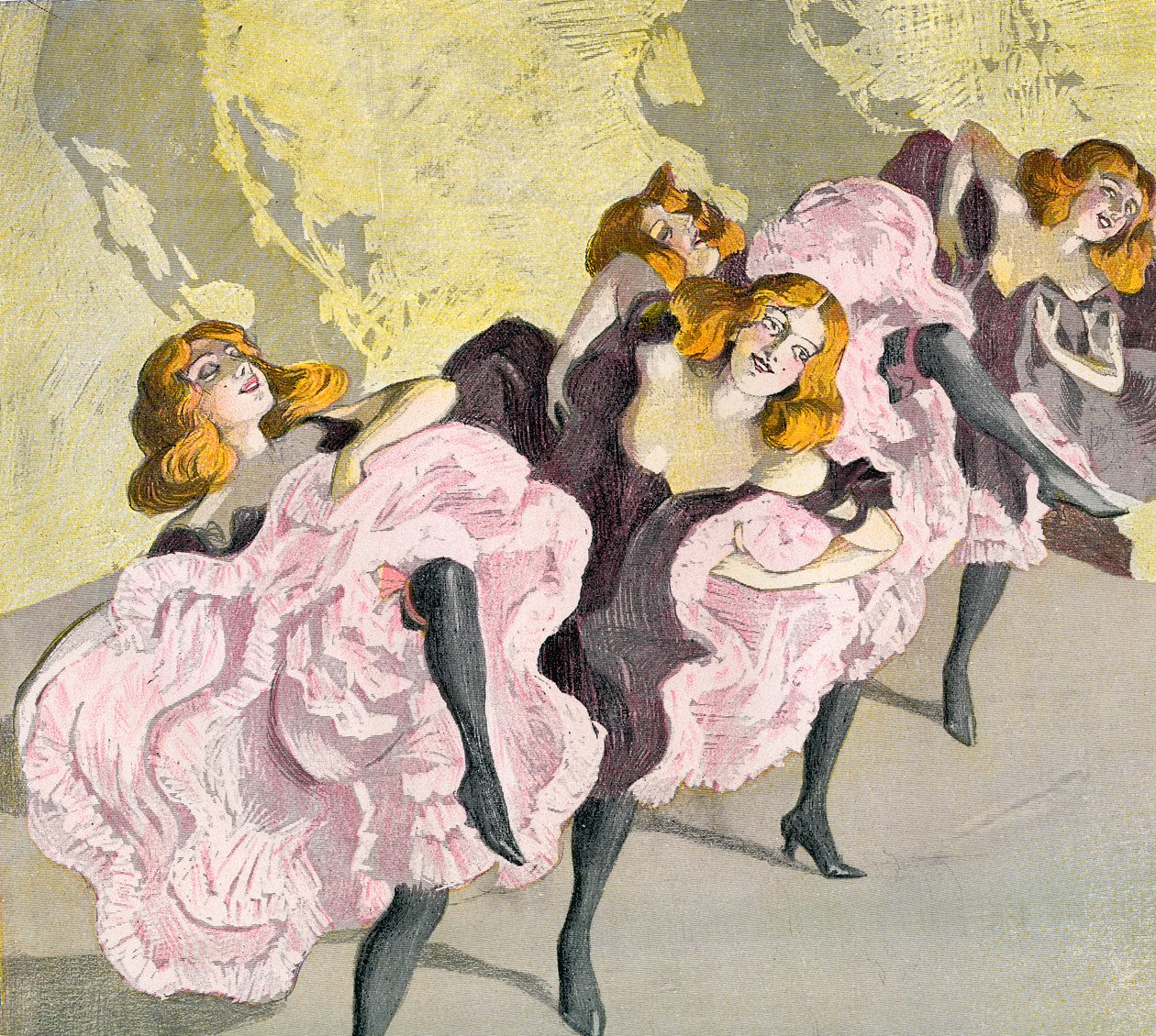 Cancan, efter Ferdinand Von Reznicek c.1906. Från illustrerad moralhistoria från medeltiden till nutid av Eduard Fuchs, publicerad 1909. av Ferdinand von Reznicek