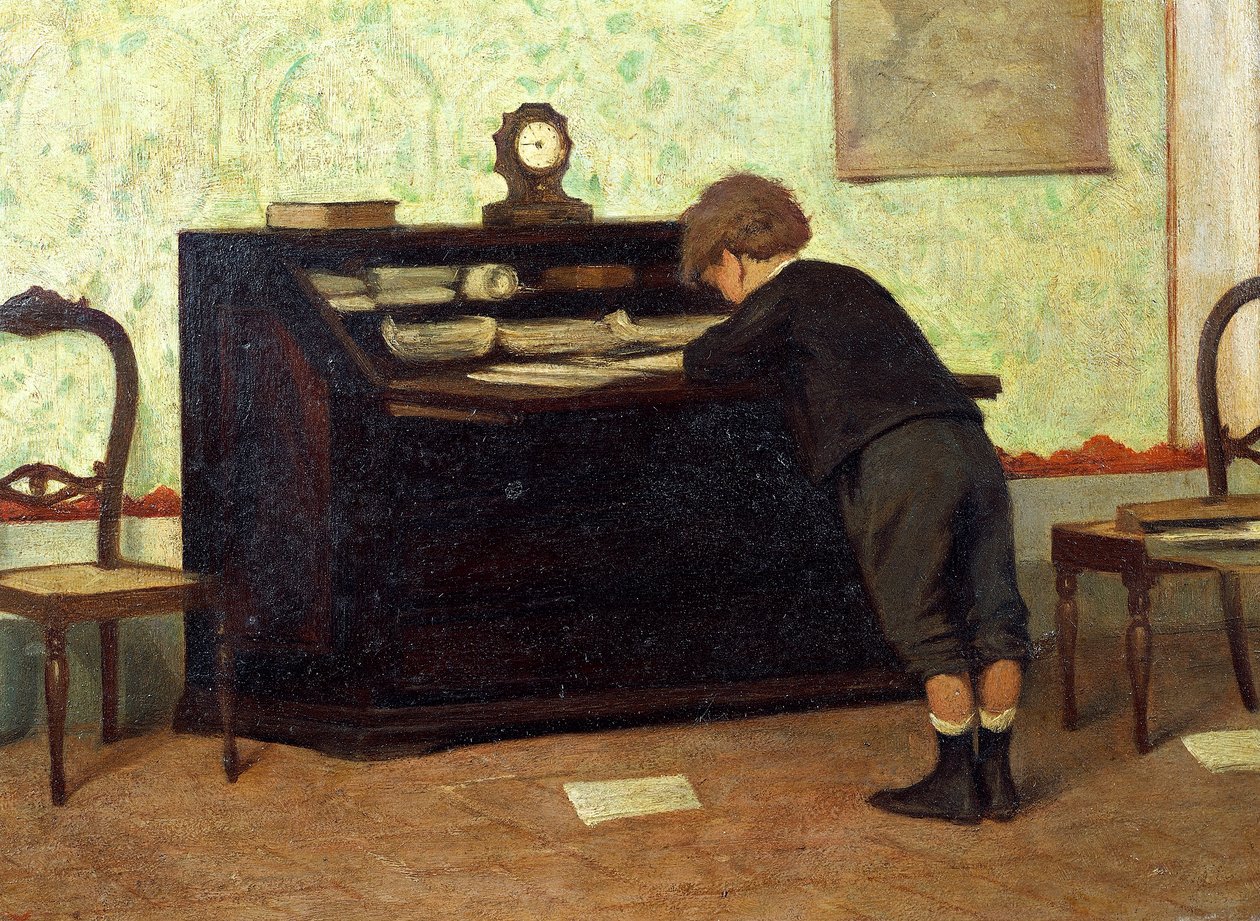 Lektion av Ferdinando Buonamici (1820-1892), olja på panel av Ferdinando Buonamici