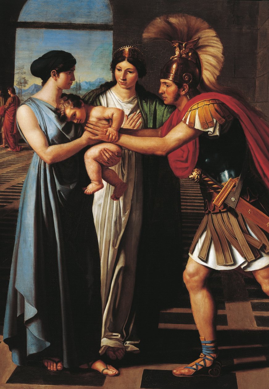 Andromache avlyssnar Hector vid Scaean Gate (detalj) av Ferdinando Castelli