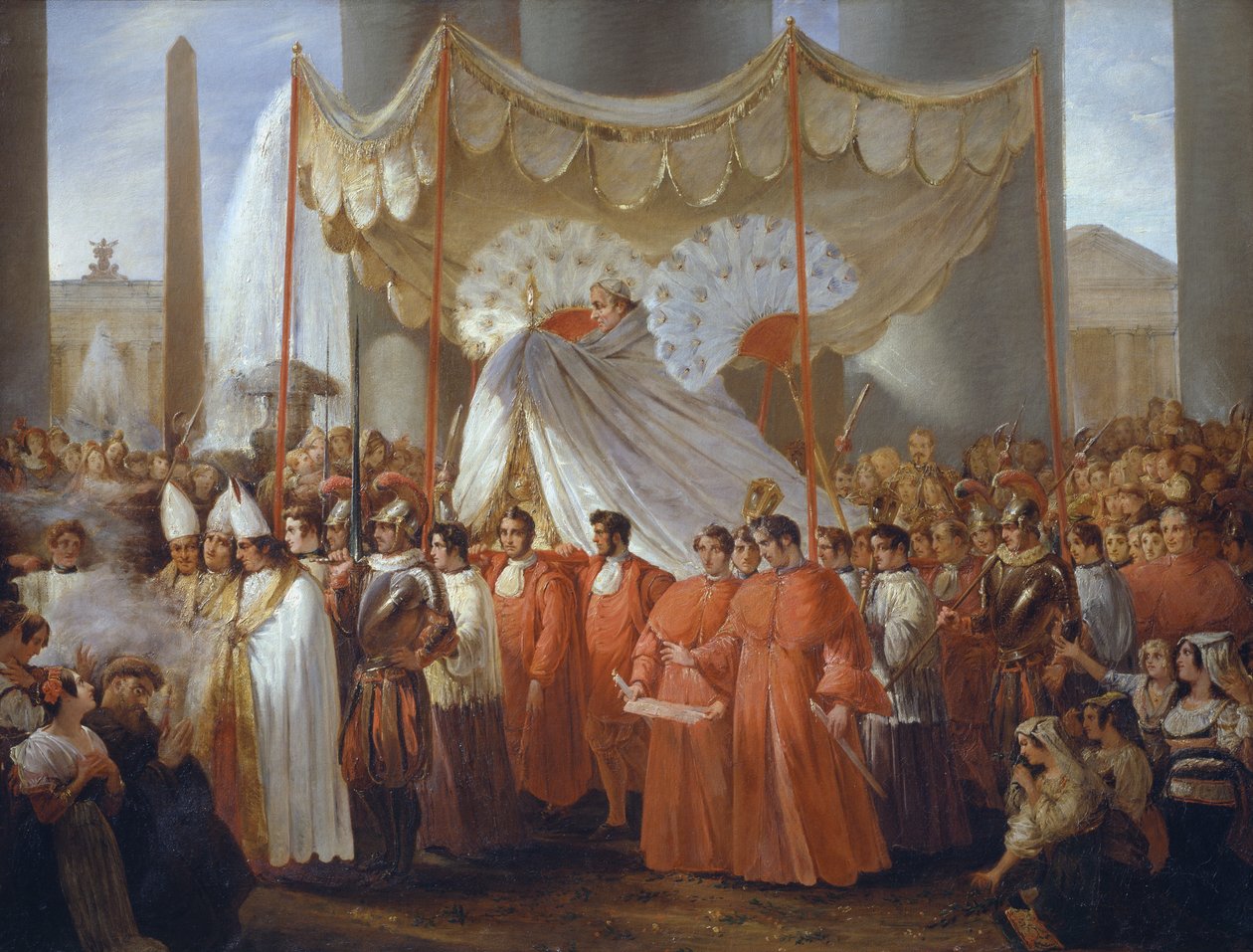 Procession på Petersplatsen för Corpus Christi-festen under Gregorius XVI:s pontifikat av Ferdinando Cavalleri