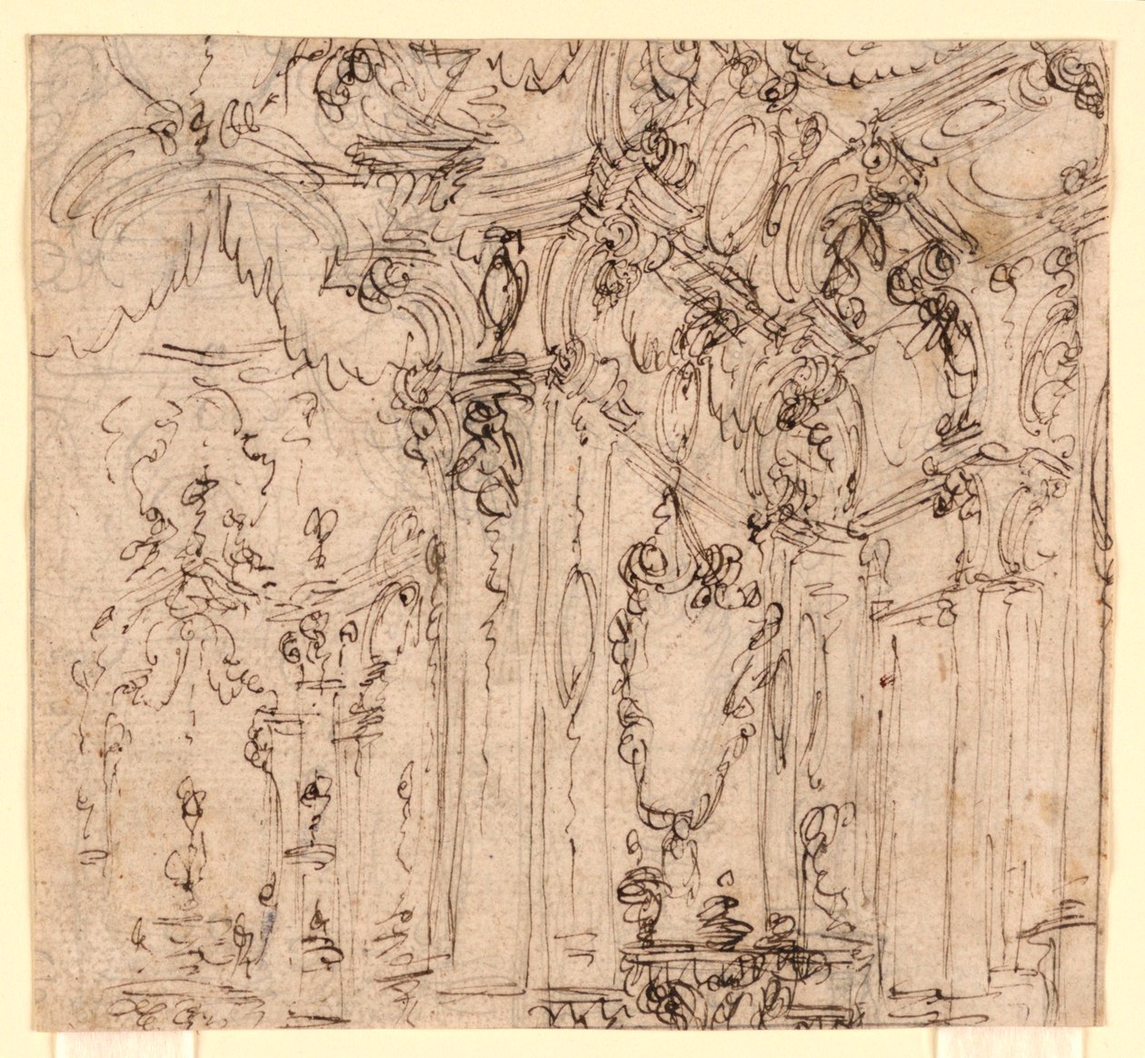 Scenografi: Hall i ett palats av Ferdinando Galli Bibiena