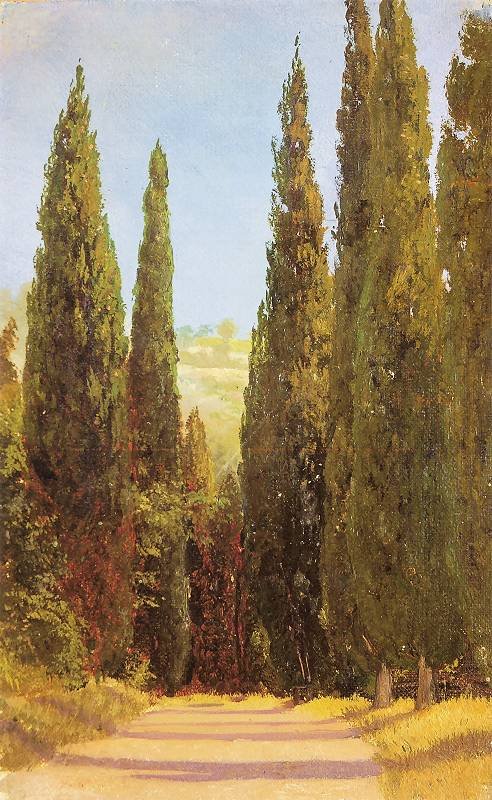  Aleja cyprysowa na KrymienDeutsch: Zypressenallee auf der KrimnEnglish: Cypress Avenue in the Crimean: Cypress   n av Ferdynand Ruszczyc