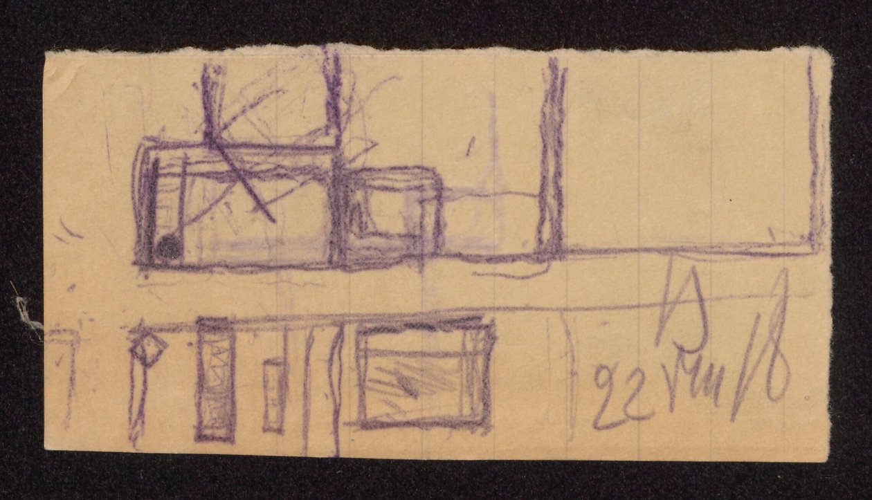 Entwürfe für den Umbau der "Mauer" in Bohdanów - Plan der Gutshofanlagen (?) av Ferdynand Ruszczyc