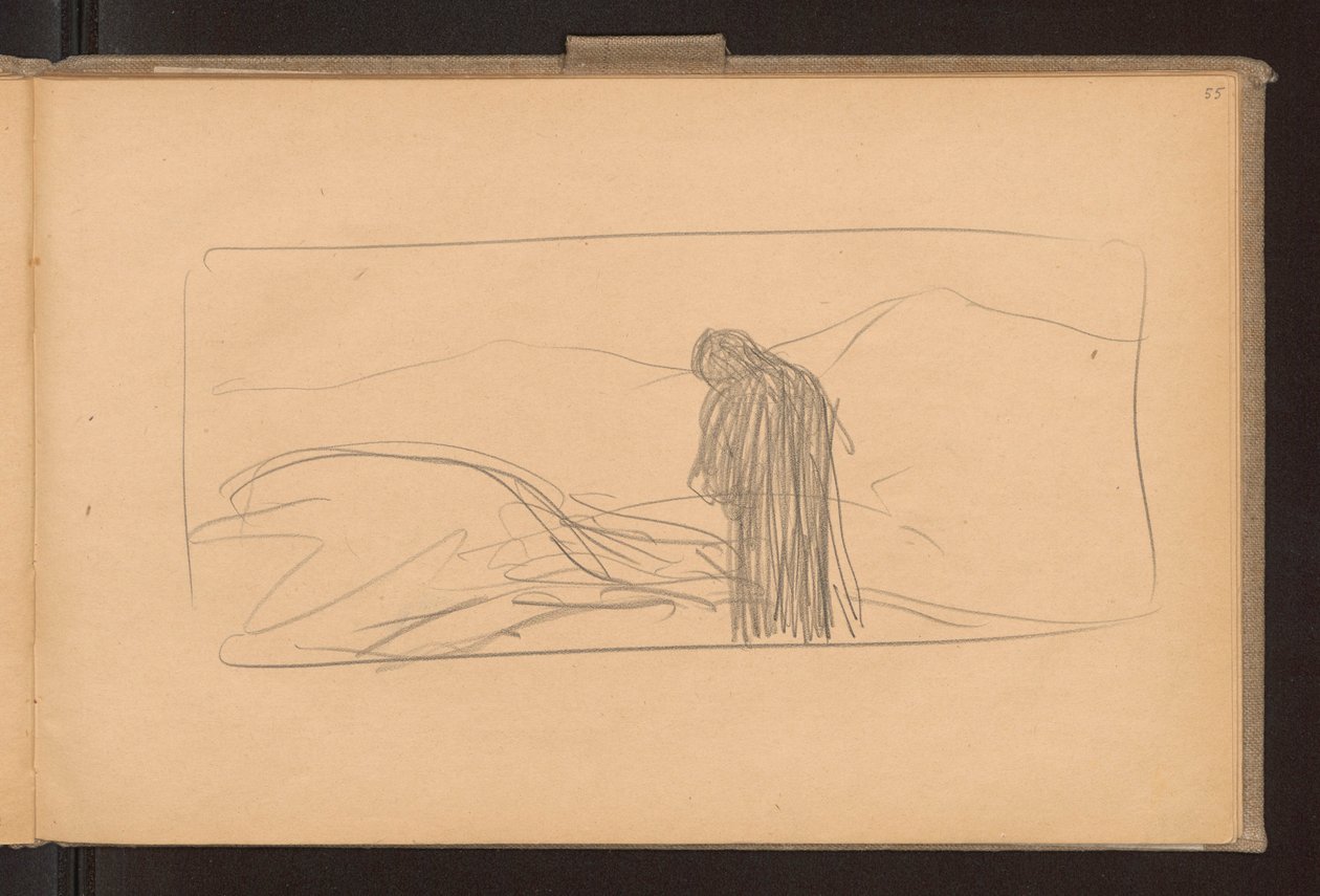 Recto: Der Tod des Pegasus; Verso: Skizzen von gekreuzten Ähren, Entwurf für die Dekoration der Ausgabe "Żurawce" Wl. 1910 av Ferdynand Ruszczyc