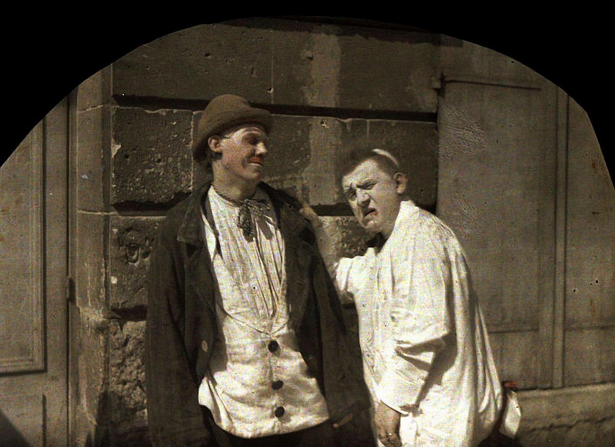 Clownen Footel och hans son, Soissons, Aisne, Frankrike, 1917 (autokrom) av Fernand Cuville