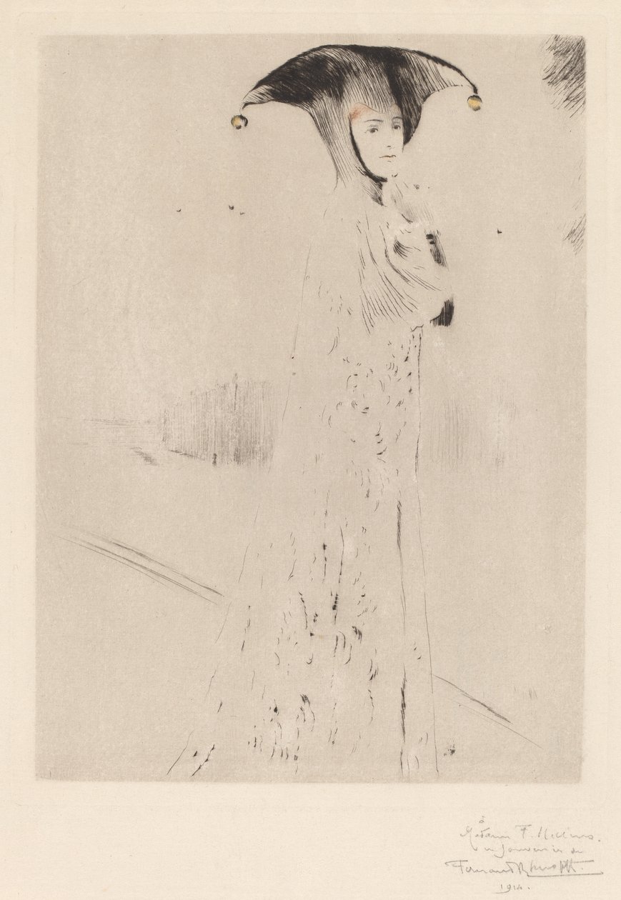 The Bells, 1905 (torrnål och färgpenna på lagt papper) av Fernand Khnopff