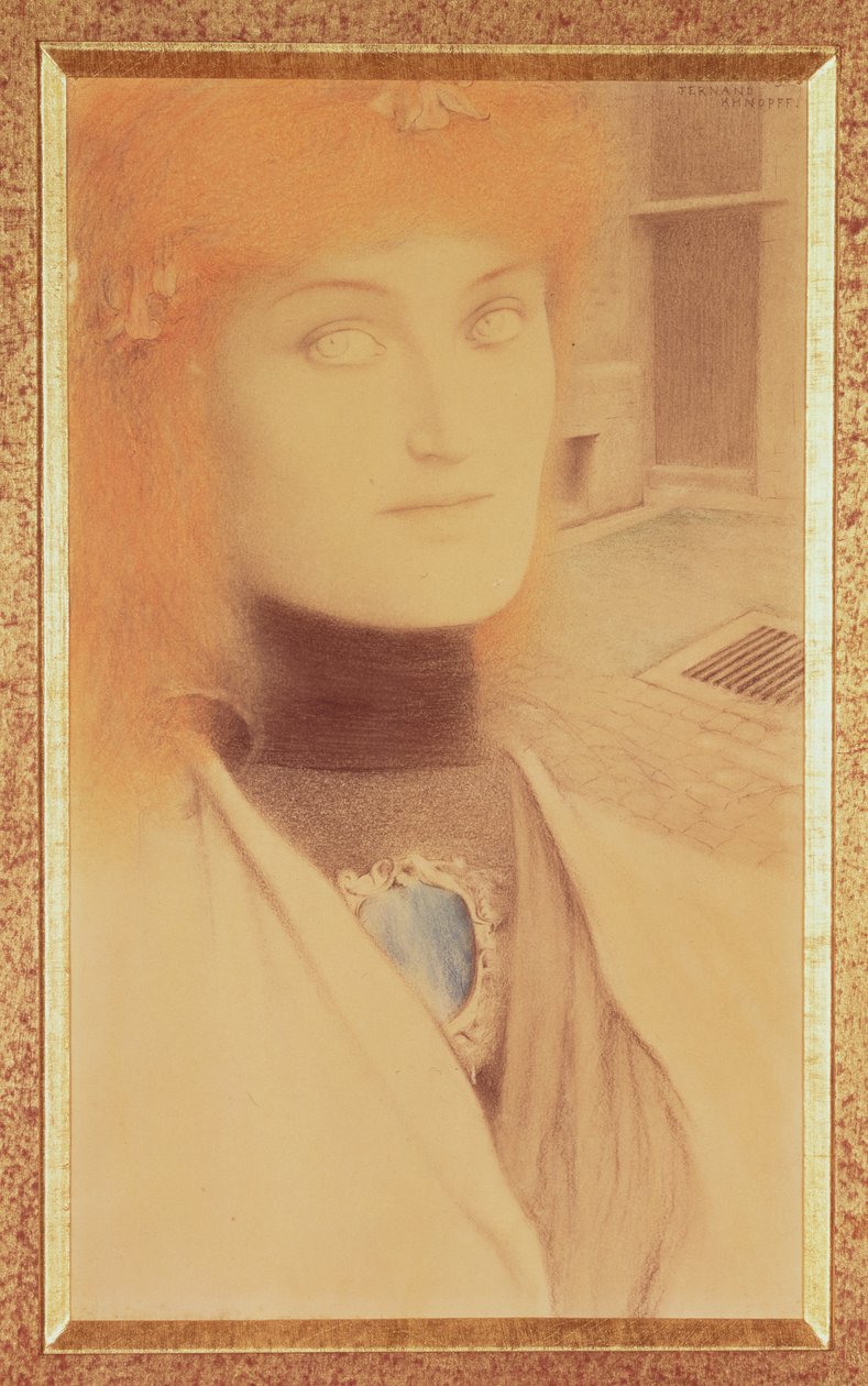 Who Shall Deliver Me (färgpenna på papper) av Fernand Khnopff