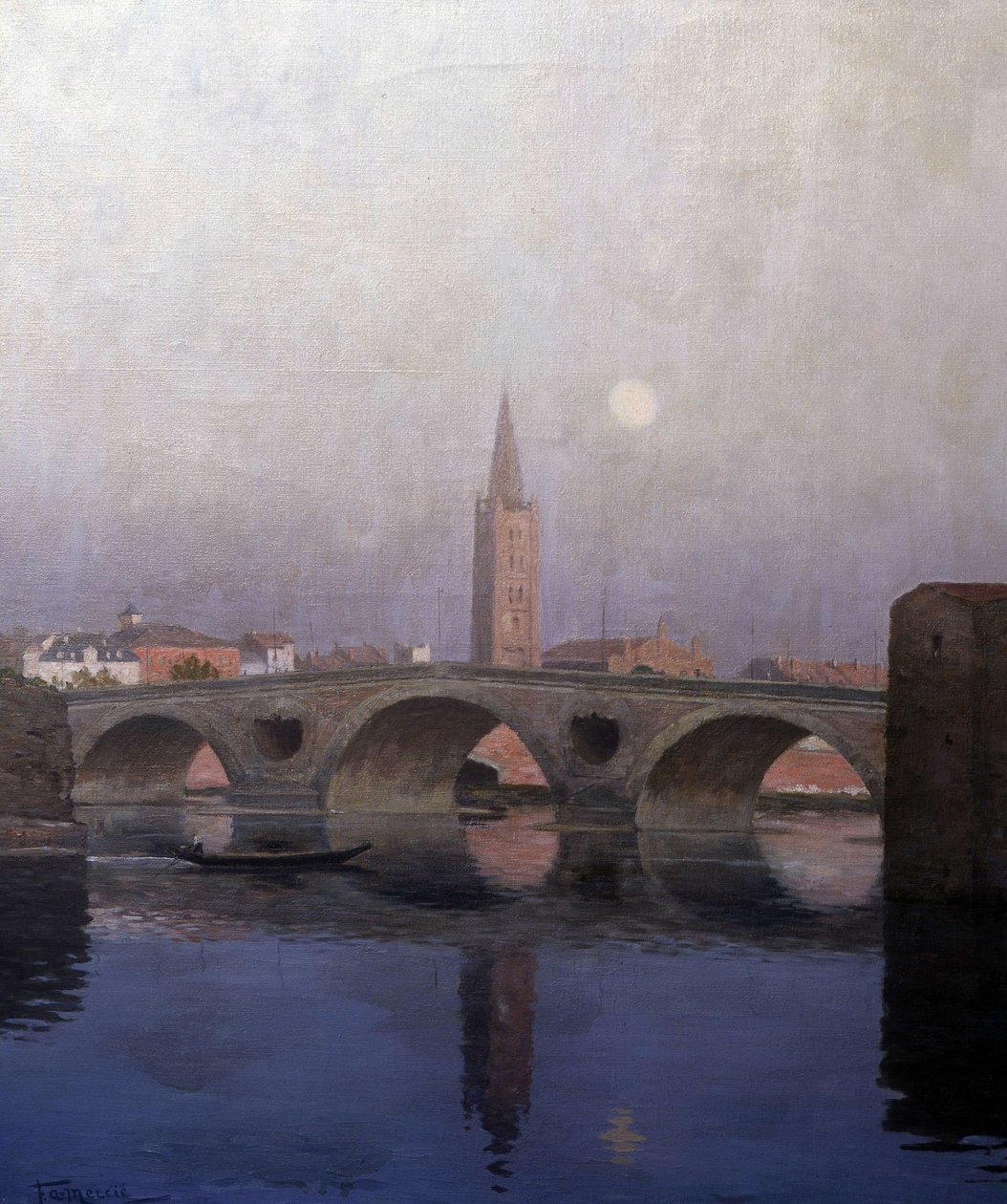 Le Pont Neuf i Toulouse, tidigt 1900-tal (målning) av Fernand Antonin Mercié