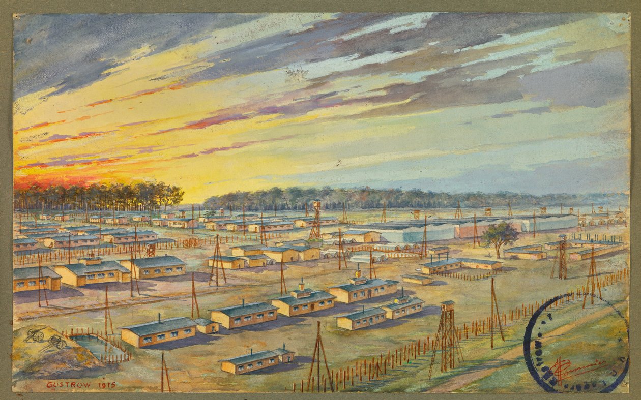 Översiktsbild av fånglägret Gustrow av Fernand Barbier