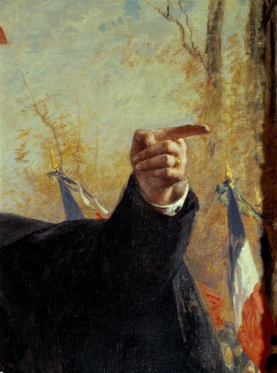 Hand. Detalj av porträttet av Paul Deroulede (1846-1914), fransk nationalistisk militant, pekar finger). Målning av Fernand Cormon (1845-1924) av Fernand Cormon