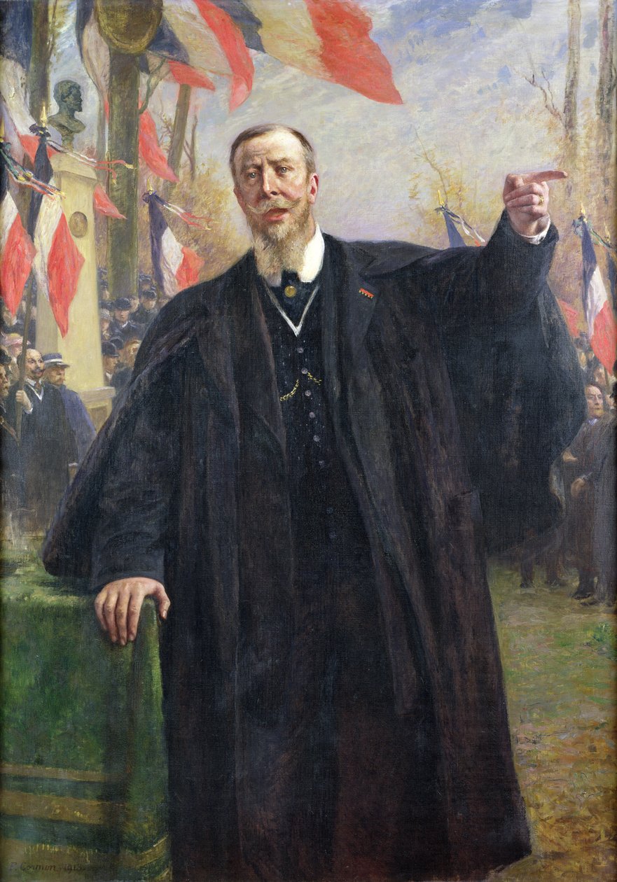 Paul Deroulede (1846-1914) håller ett tal i Bougival, januari 1913 (olja på duk) av Fernand Cormon
