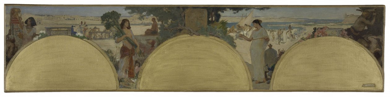 Skiss till Hôtel de Ville de Paris: Skrivandets historia - forntiden, ca 1890 (olja på duk) av Fernand Cormon