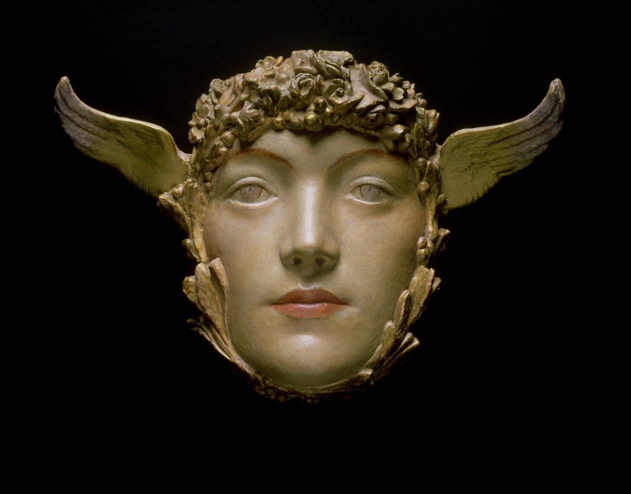 En mask, ca 1897 (gips) av Fernand Khnopff