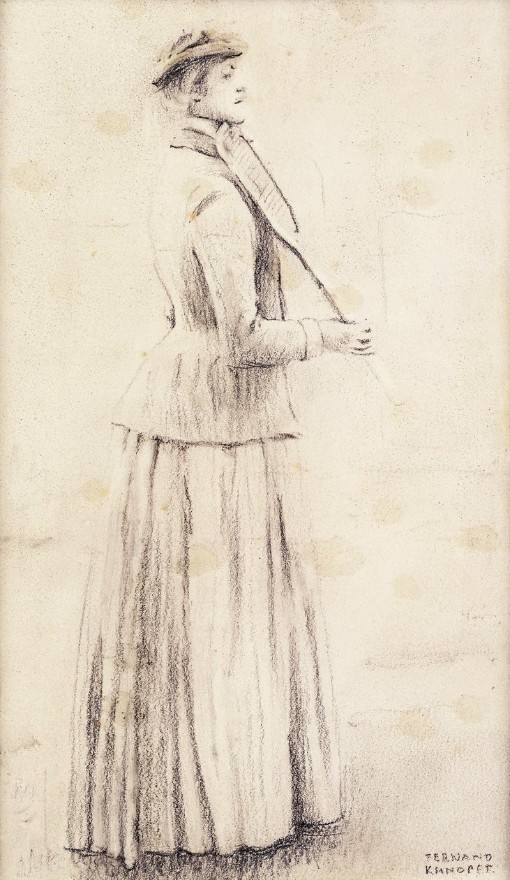 En tennisspelare; Studie för "Minnen"; En tennisspelare; eller Du Lawn Tennis; Studera för "Memories" Tennisspelster; Studie för "Memories", c.1887 av Fernand Khnopff