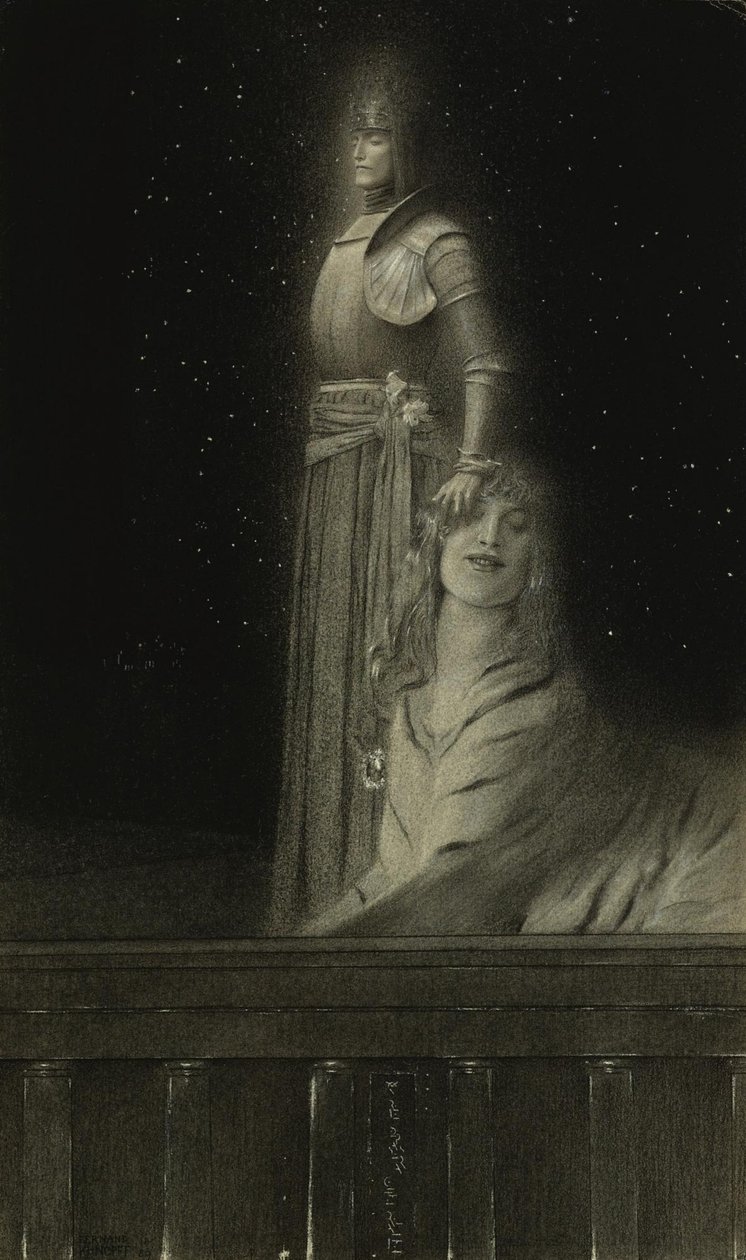 Avec Verhaeren: Un Ange With Verhaeren: An Angel, 1889. av Fernand Khnopff