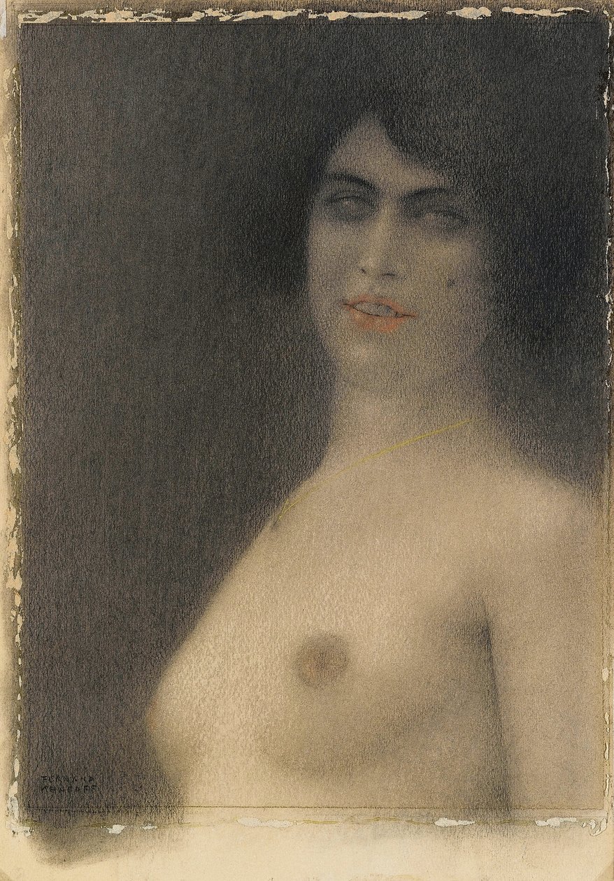 Svart hår, 1914 av Fernand Khnopff