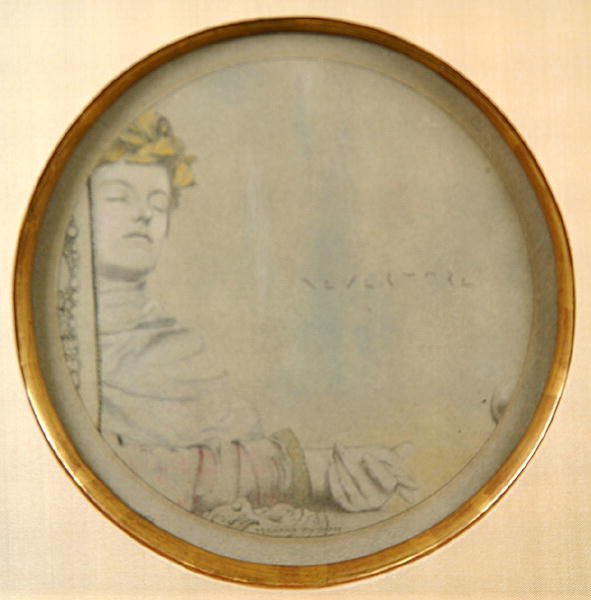 Dreamer, ca 1900 (blyerts och färgkrita på grått papper) av Fernand Khnopff