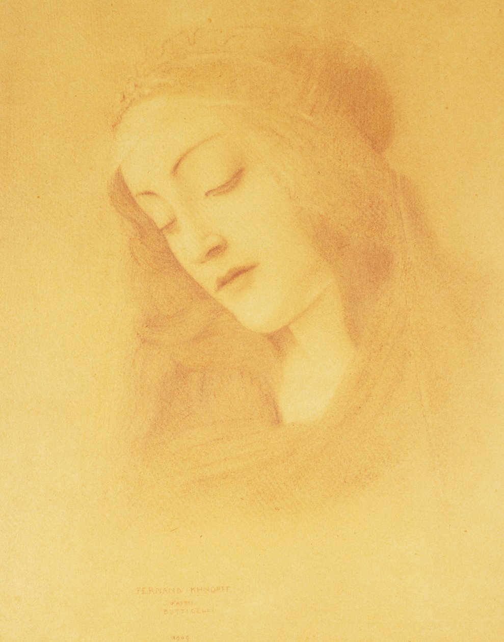 Jungfrun efter Botticelli; La Vierge d "Apres Botticelli, 1909 av Fernand Khnopff