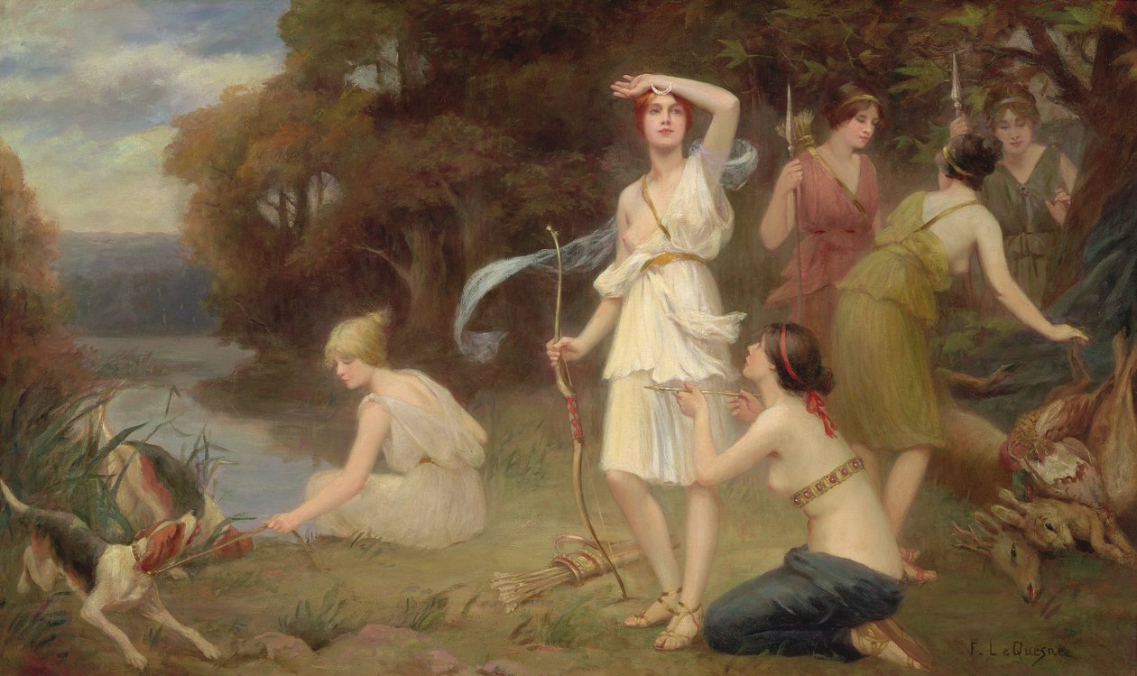 Diana och hennes jaktjungfrur av Fernand Le Quesne