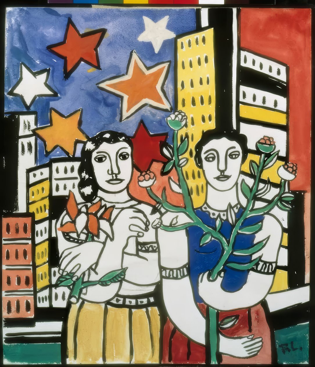 "Två figurer med blommor" (Zwei Figuren mit Blumen) av Fernand Leger