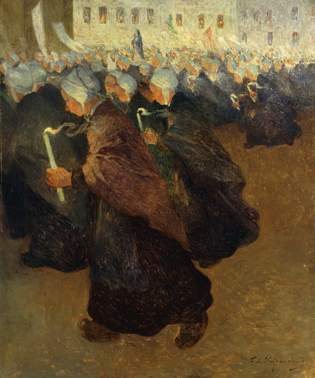 Nattprocession i Bretagne; Nattprocession i Bretagne, ca 1894 (olja på duk) av Fernand Loyen du Puigaudeau