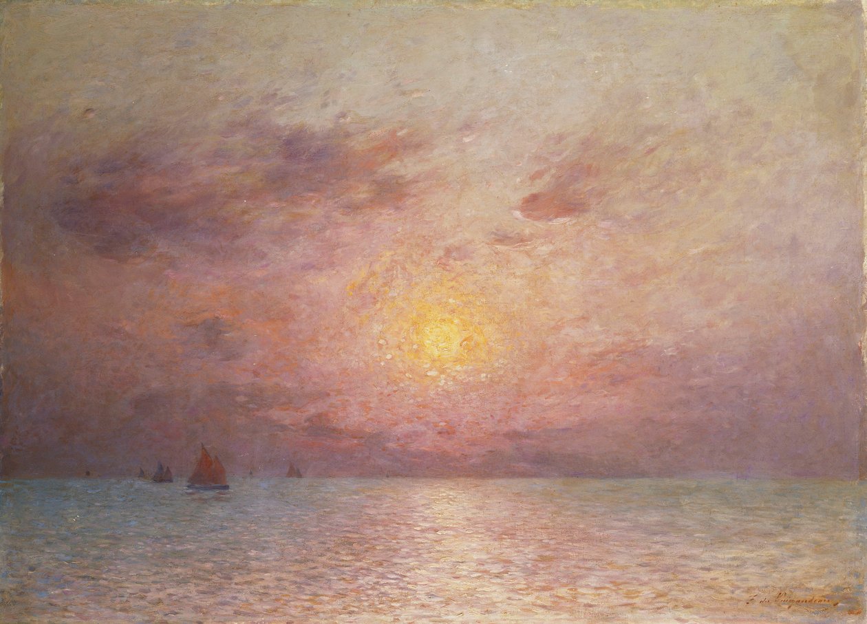 Segling på havet, kväll; Segelbåtar på havet, kväll av Fernand Loyen du Puigaudeau