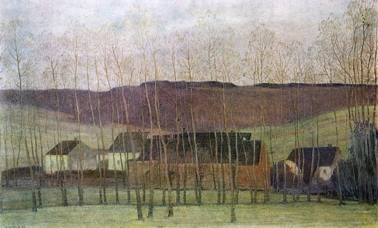 Landskap med byggnader, 1898 av Fernand Maglin