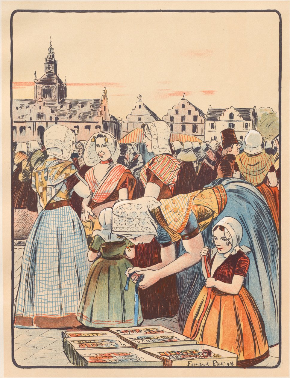 En marknad i Zeeland, 1898. av Fernand Piet