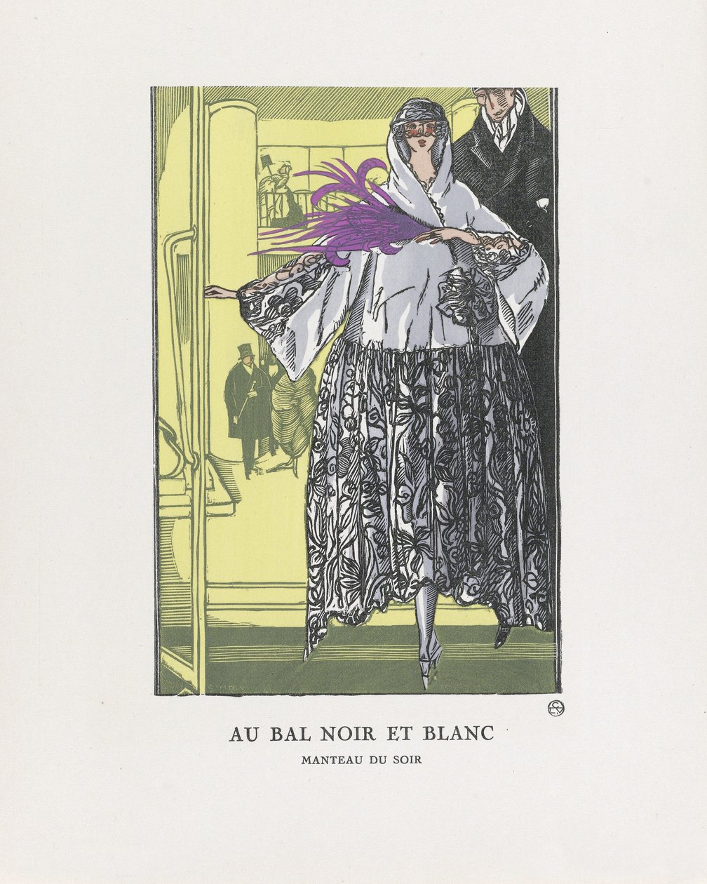 På Black and White Ball, pub. 1921 (stenciltryck) av Fernand Siméon