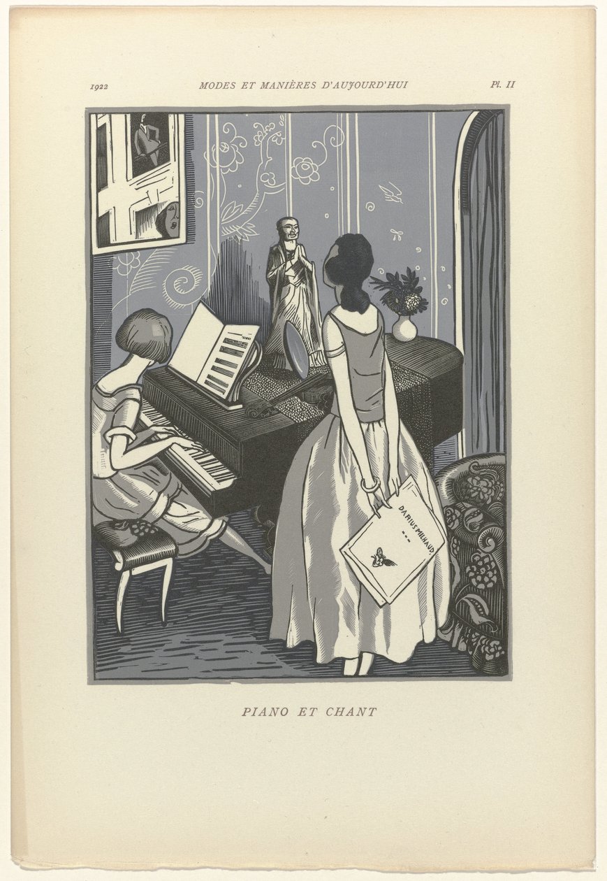 Modes and Manners of Today, 1922, Pl. 2: Piano och sång av Fernand Siméon