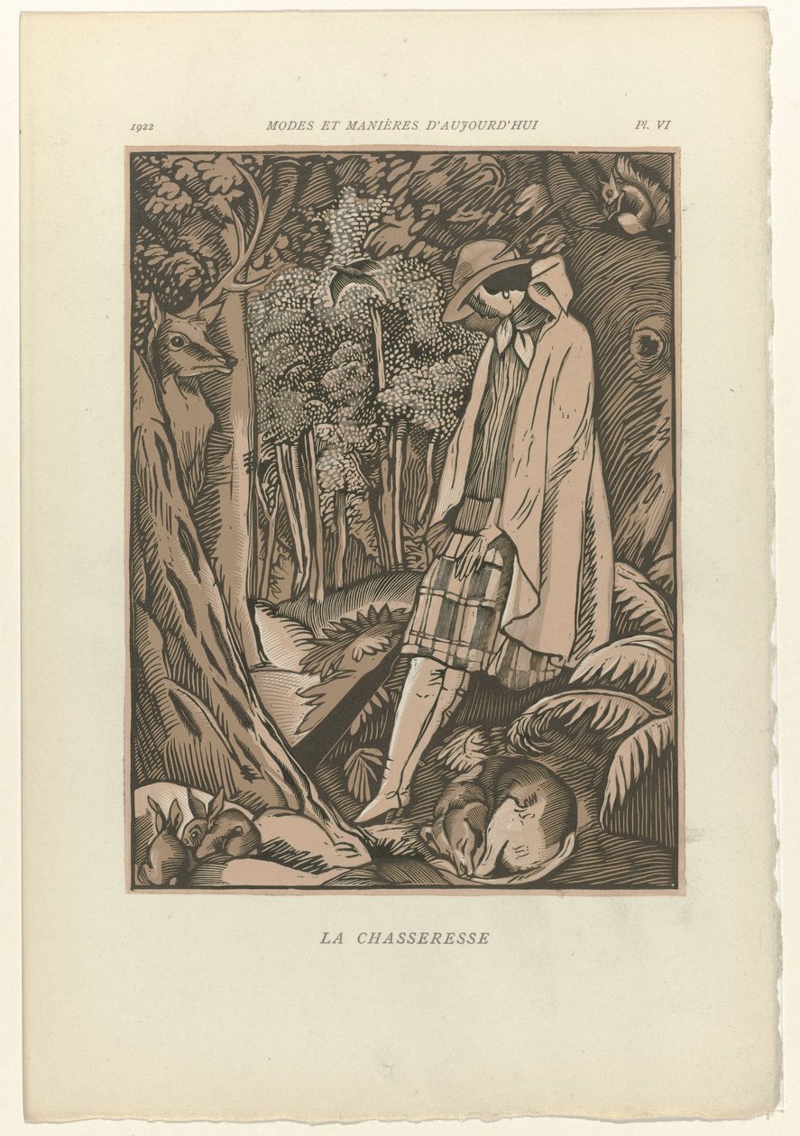 Dagens mode och uppförande, 1922, Pl. 6: Jägaren av Fernand Siméon