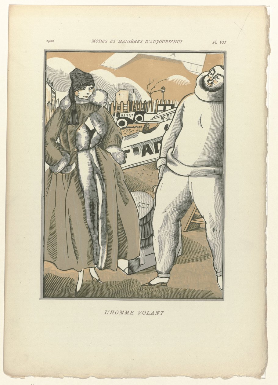 Modes and Manners of Today, 1922, Pl. 7: The Flying Man av Fernand Siméon