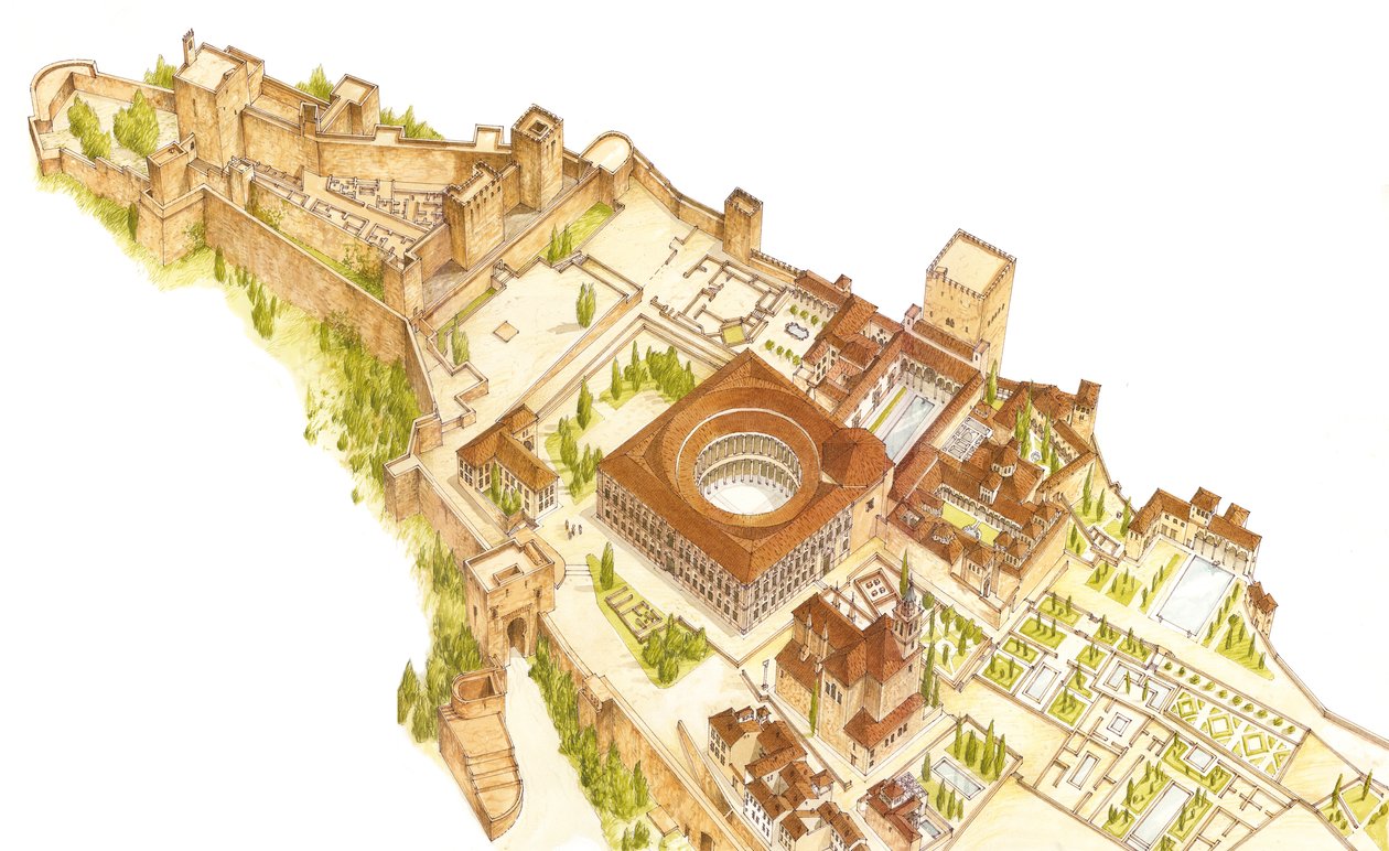 Alhambra, Granada, Spanien. Slott och palats av Fernando Aznar Cenamor