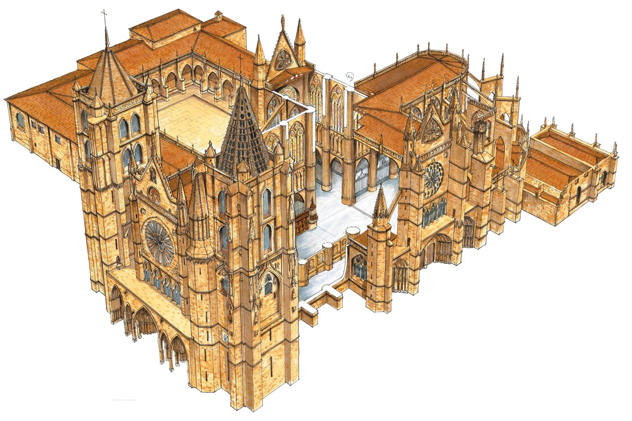 Leon katedral. Spanien av Fernando Aznar Cenamor