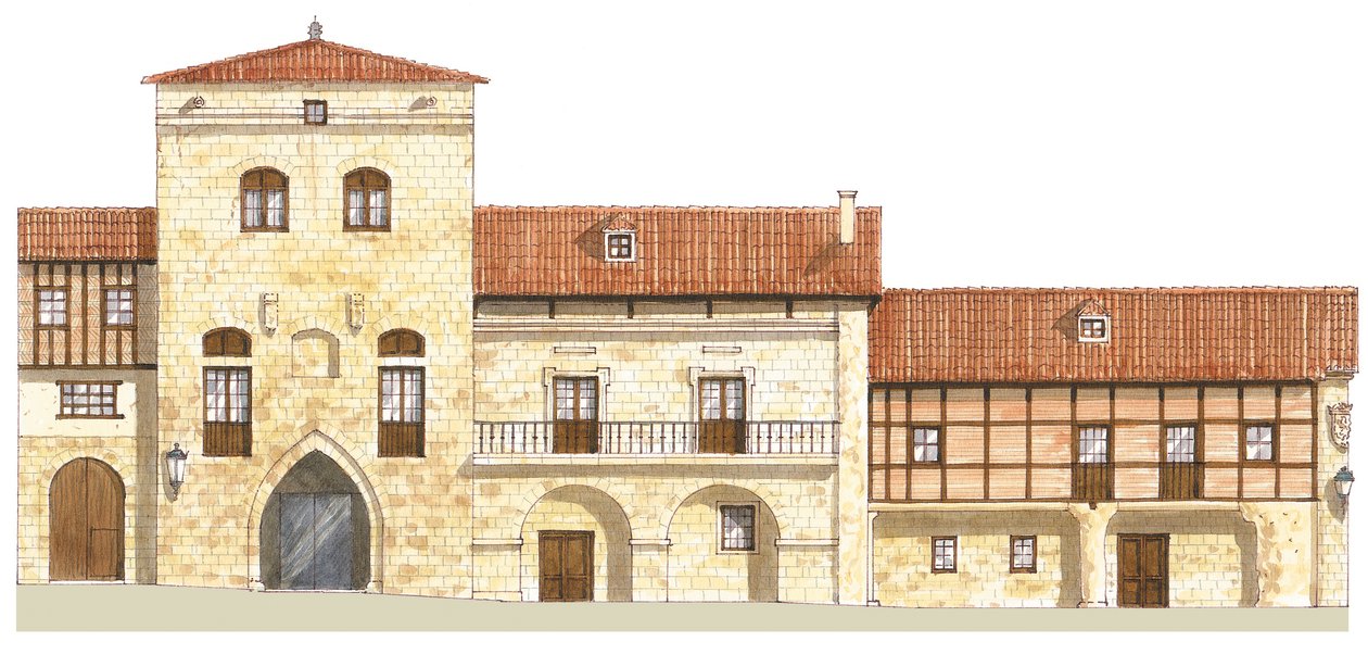 Traditionella hus. Santillana del Mar, Kantabrien, Spanien av Fernando Aznar Cenamor