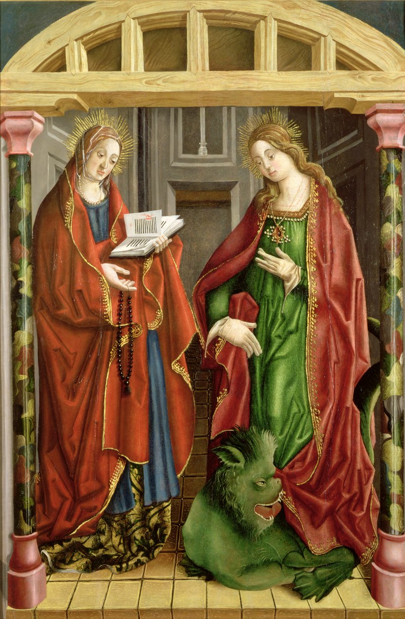 Två kvinnliga helgon, möjligen Maria Magdalena och Marta (panel) av Fernando Gallego