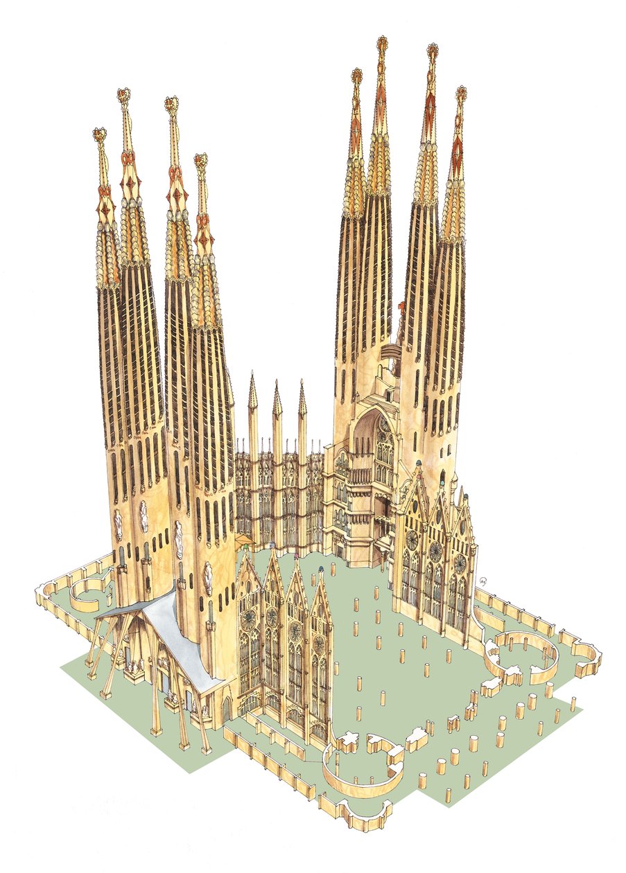 Den heliga familjen, Antonio Gaudi. Barcelona, Spanien av Fernando Aznar Cenamor